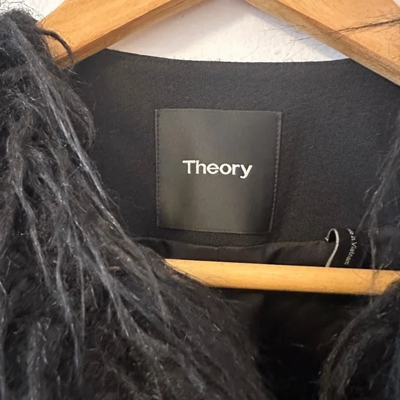 Theory Nyma Shaggy Long Vest in Black Faux Fur | Size Small - Picture 5 of 9